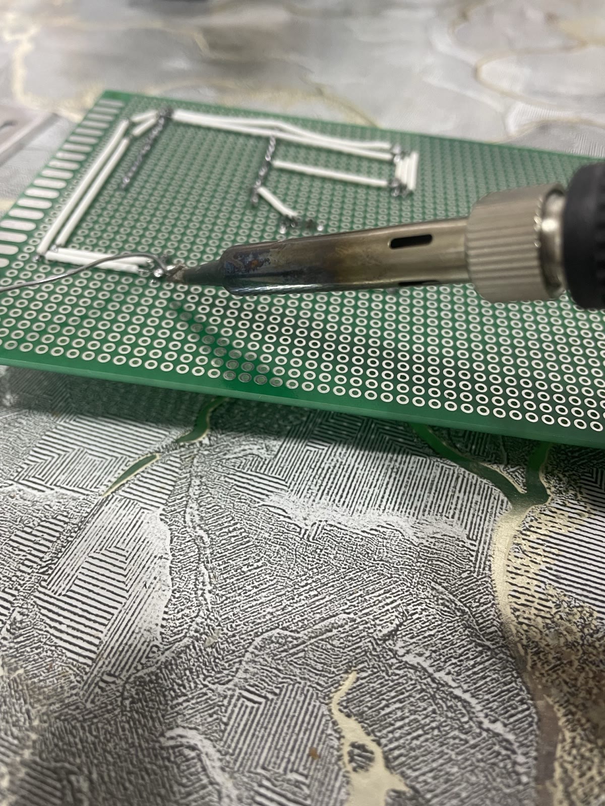 Actual soldering work on the prototype control board